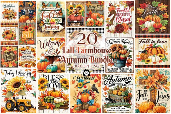 Download Autumn Fall Farmhouse Clipart Bundle - Farmhouse clipart Collection