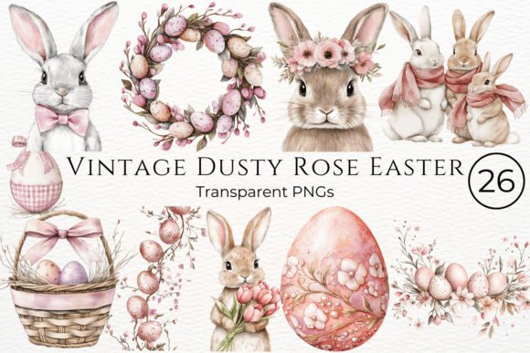 Download Vintage Dusty Rose Easter Cliparts - Premium Resources