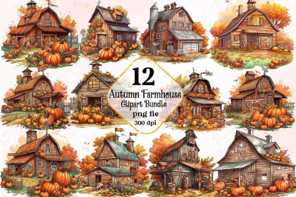 Download Autumn Farmhouse Clipart Bundle - Farmhouse clipart Collection