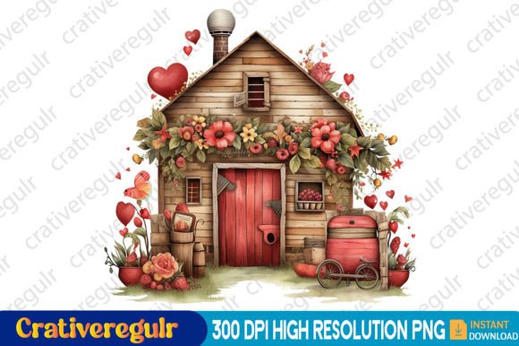 Download Valentines Day in Farmhouse Clipart - Farmhouse clipart Collection
