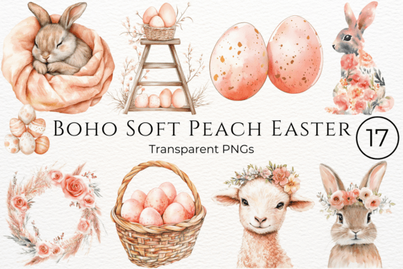 Download Boho Soft Peach Easter Cliparts - Easter cliparts Collection