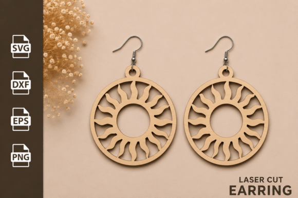 Download Sun Earring Laser Cut Files SVG - Laser cut files Collection