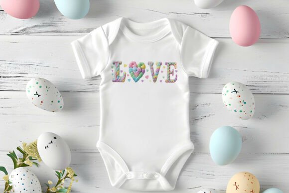 Download LOVE with Heart Easter Faux Crochet PNG - Easter faux crochet Collection