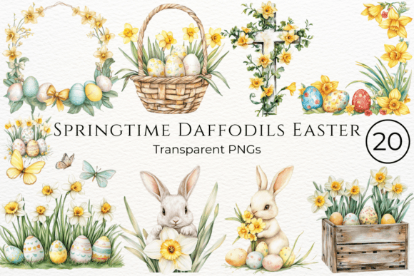 Download Springtime Daffodils Easter Cliparts - Premium Bundle