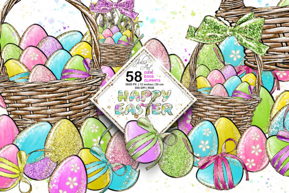 Download Cute Eggs Happy Easter Cliparts Set - Easter cliparts Collection