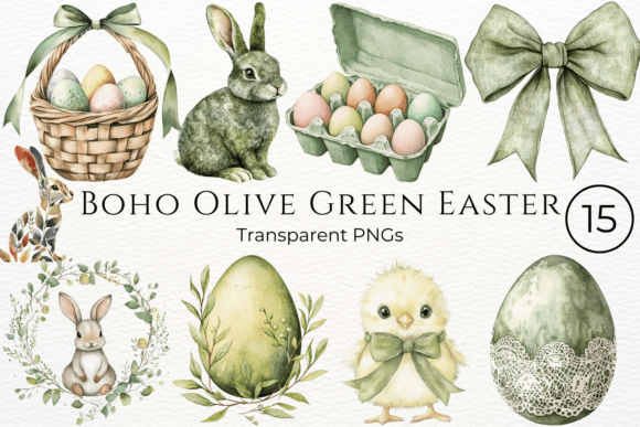Download Boho Olive Green Easter Cliparts - Easter cliparts Collection