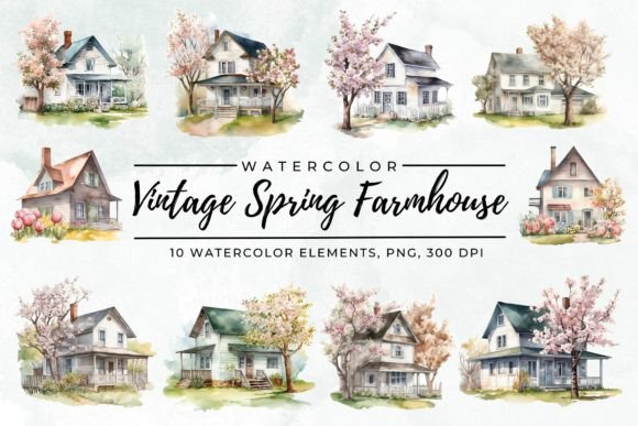 Download Vintage Spring Farmhouse Clipart - Farmhouse clipart Collection