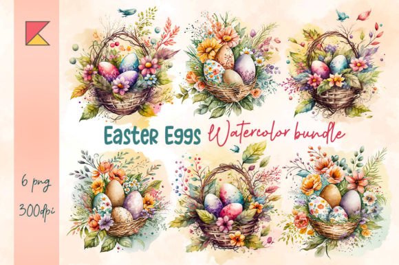Download Floral Easter Eggs Watercolor Clipart - Floral easter eggs Collection