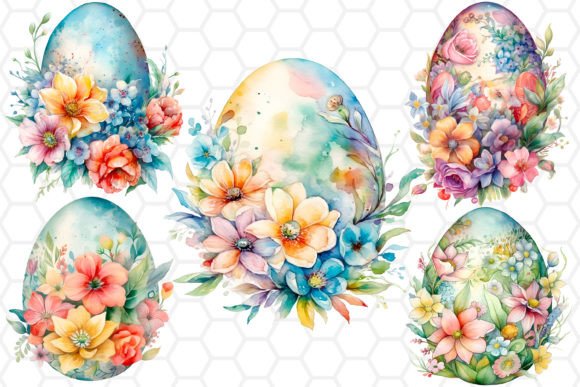 Download Watercolor Floral Easter Eggs Cliparts - Floral easter eggs Collection